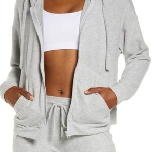 ALO Yoga Alolux Heather Gray Women's Zip-Up Hoodie